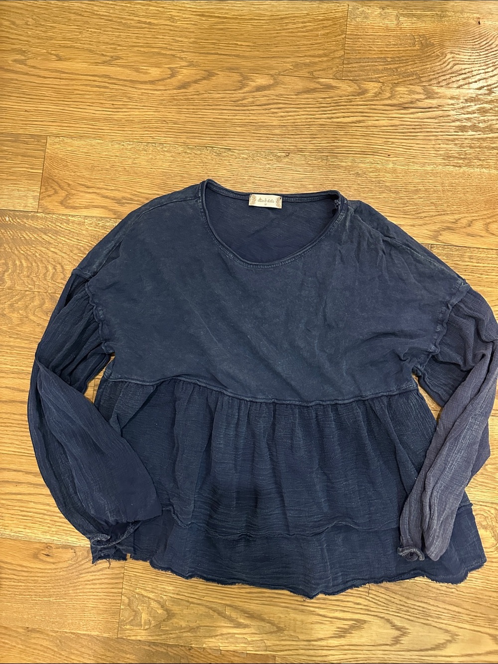 Altar'd State Washed Navy Layered Peasant Tunic